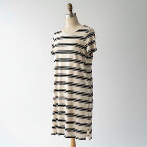 Women's Striped Off-White & Black Dress Size M/L